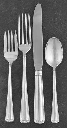 Embassy Scroll (Sterling, 1981, no monograms) 4 Piece Place Size Setting by Lunt Silver