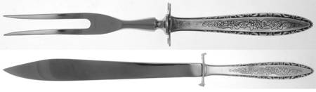 Floral Lace (Sterling, 1967) 2 Piece Small Carving Set W/ Sterling Guard