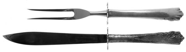 Garnet Rose (Sterling, 1960) Small Steak 2-Piece Carving Set w/Stainless Blade by Lunt Silver