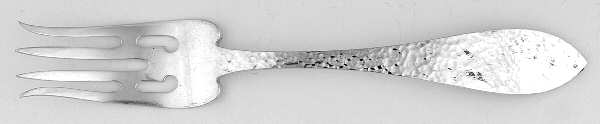 Jefferson-Hand Hammered (Sterling, 1903) Large Individual Solid Fish/Salad Fork