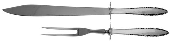 Lace Point (Sterling, 1965) (2 Pc)Carving Set-Lg Stnbl/Roast w/Sterling Guard