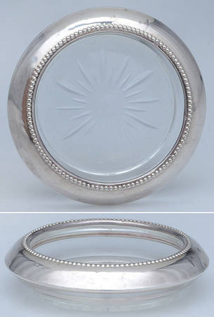 Sterling Hollowware Crystal Coaster with Sterling Rim