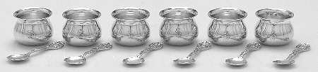 Sterling Hollowware Set of 6 Individual Open Salt & Spoon