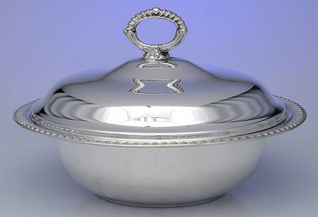 Silverplate Hollowware Plated Round Covered Casserole with Glass