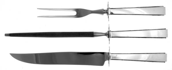 Modern Classic (Sterling, 1934, No Monos) Large 3-Piece Roast Carving Set w/ Stainless Blade