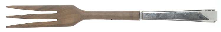 Modern Classic (Sterling, 1934, No Monos) Salad Serving Fork with Wooden Prongs