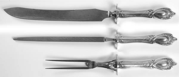 Monticello (Sterling, 1908) (3 Pc)Carving Set-Lg Stnbl/Roast w/Sterling Guard
