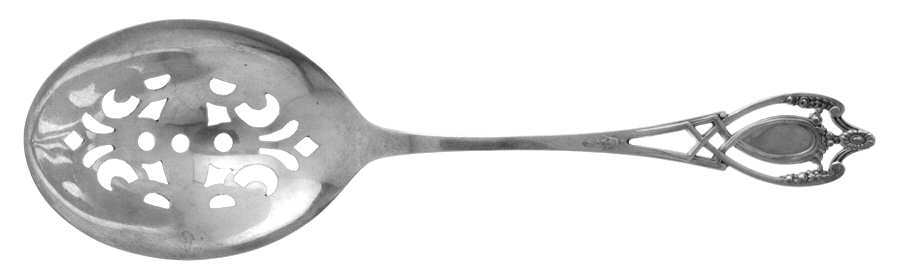 Monticello (Sterling, 1908) Large Pierced Pea Serving Spoon