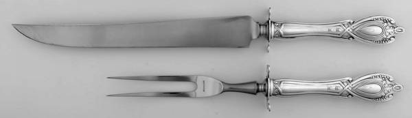 Monticello (Sterling, 1908) (2 Pc)Carving Set-Lg Stnbl/Roast w/Sterling Guard
