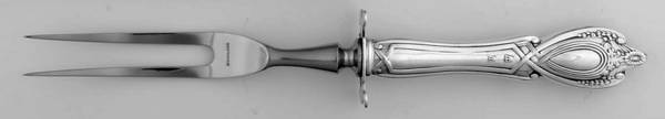 Monticello (Sterling, 1908) Lg Carving/Roast Fork-Stn Prong w/Sterling Guard