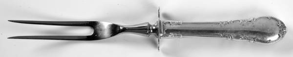 Modern Victorian (Sterling, 1941, No Monos) Lg Carving/Roast Fork-Stn Prong w/Sterling Guard
