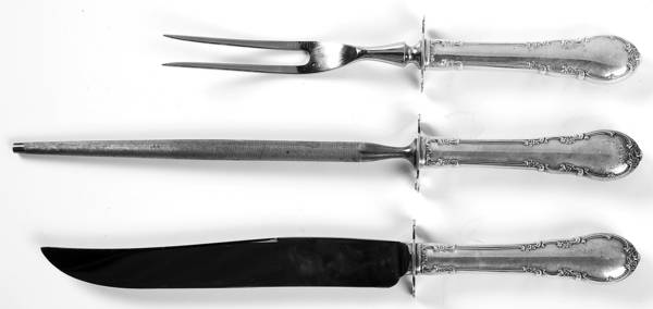 Modern Victorian (Sterling, 1941, No Monos) (3 Pc)Carving Set-Lg Stnbl/Roast w/Sterling Guard