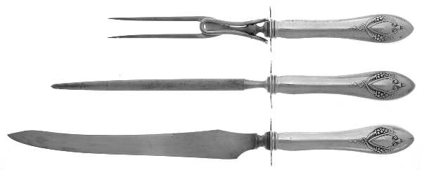 Mount Vernon (Sterling, 1905) (3 Pc)Carving Set-Lg Stnbl/Roast w/Sterling Guard