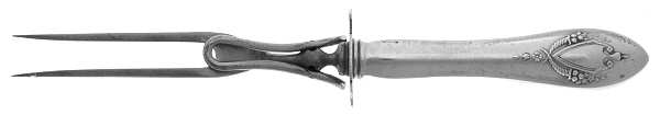 Mount Vernon (Sterling, 1905) Lg Carving/Roast Fork-Stn Prong w/Sterling Guard