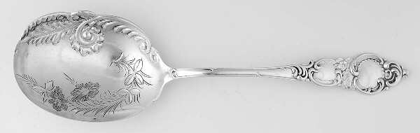 Navarre (Sterling, 1893) Solid Bright Cut Vegetable Serving Spoon