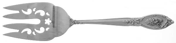Rose Elegance (Sterling, 1958) Medium Solid Cold Meat Serving Fork by Lunt Silver