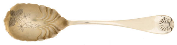 Shell (Sterling, 1888) Large Bright Cut Jelly Spoon