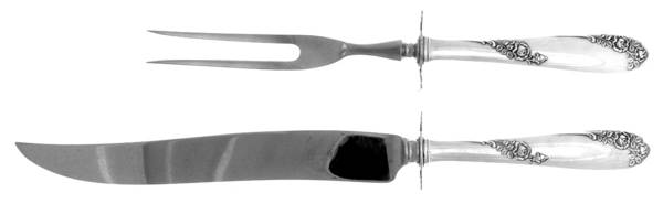 Sweetheart Rose (Sterling, 1951) Large 2-Piece Roast Carving Set w/ Stainless Blade