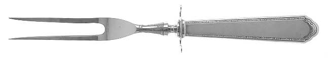 William & Mary (Sterling, 1921, No Monos) Large Stainless-Prong Roast Carving Fork
