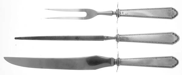 William & Mary (Sterling, 1921, No Monos) Large 3-Piece Roast Carving Set w/ Stainless Blade