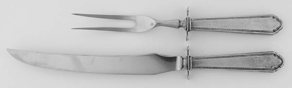 William & Mary (Sterling, 1921, No Monos) Large 2-Piece Roast Carving Set w/ Stainless Blade