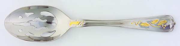 Golden Holiday (Stainless, Gold Acct) Pierced Tablespoon (Serving Spoon)