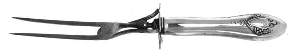 Mount Vernon (Sterling, 1905) Large Stainless-Prong Roast Carving Fork