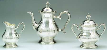 Modern Victorian (Sterling, Hollowware) 3-Piece Coffee Set with Coffee Pot
