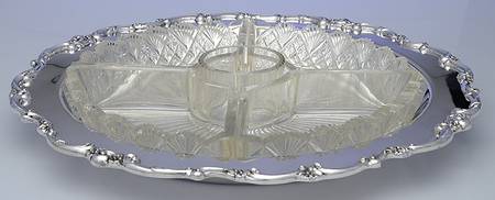 Delicacy (Silverplate, Hollowware) 5 Part Relish with Glass Liner(S)