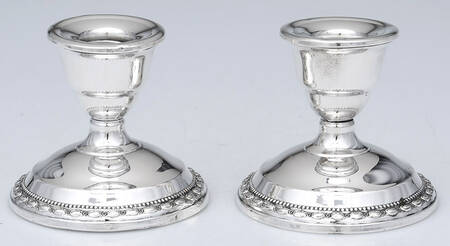 15A (Sterling, Hollowware) Pair of Weighted Candleholders
