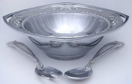 British Colonial (Hollowware) Salad Serving Bowl with Fork and Spoon