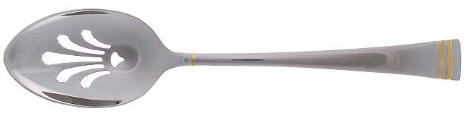 Federal Gold (Stainless, Gold Bands) Pierced Tablespoon (Serving Spoon)