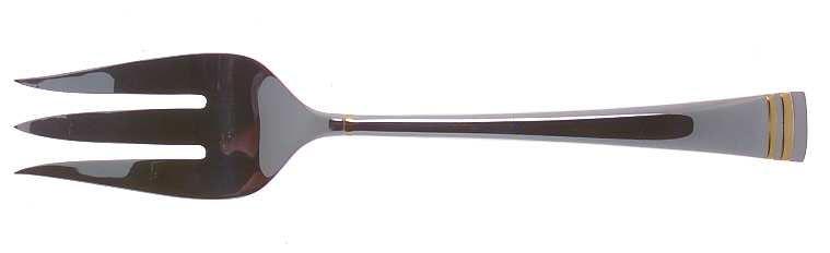 Federal Gold (Stainless, Gold Bands) Medium Solid Cold Meat Serving Fork