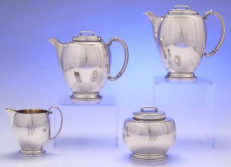Modern Classic (Sterling, Hollowware) 4 Piece Tea Set (SCP, STP, SCR, SSU)