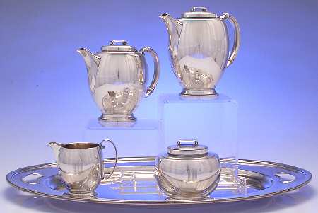 Modern Classic (Sterling, Hollowware) 5 Piece Tea Set (SCP, STP, SCR, SSU, WTL)