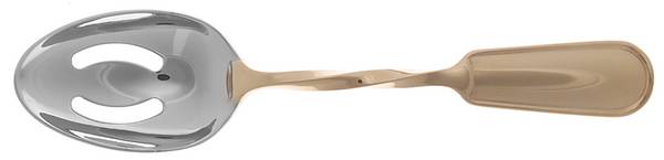 Pelham Gold (Stainless, Gold Handle) Pierced Solid Serving Spoon