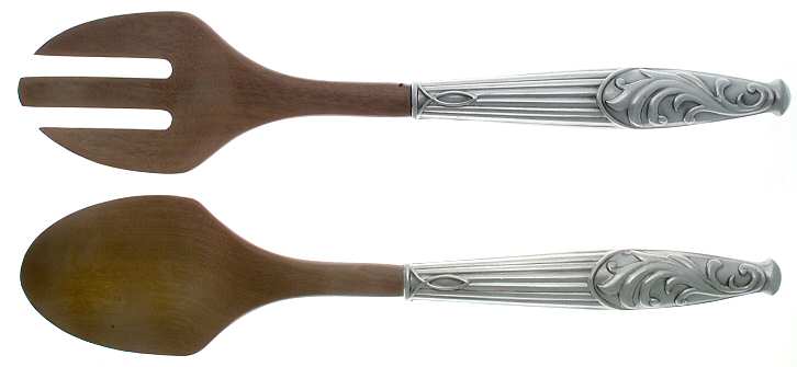 Butler's Pantry (Hollowware) Salad Set-2 Pc/Wooden Bowl Oversize