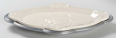 En Provence (Holloware, Other) 9" Metal Rooster Tray with Ceramic Insert