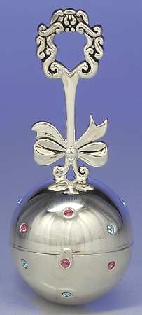 Baby Jewel (Silverplate, Hollowware) Double Frame Baby Rattle