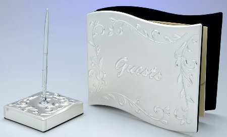 Opal Innocence (Silverplate, Hollowware) Guestbook W/Pen & Holder