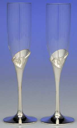 Forevermore (Silverplate Hollowware) Glass & Silver Champagne Flute (Set 2
