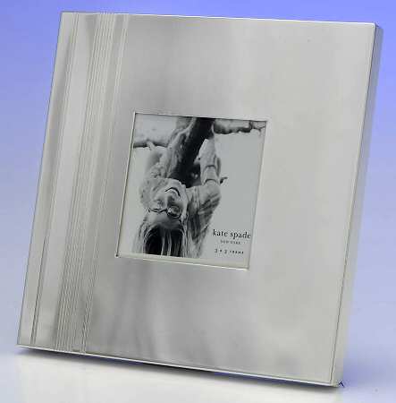 Library Stripe (Silverplate Giftware) Frame-Holds 3" X 3" Picture