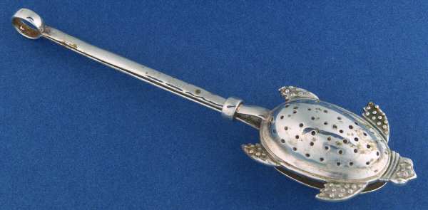 Silverplate Hollowware Tea Strainer with Handle-Hinged Bowl