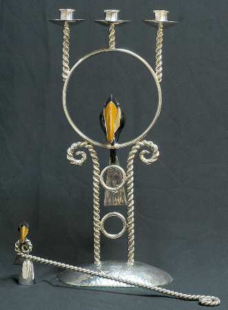 Silverplate Hollowware 16" 3 Light Candelabra W/Snuffer