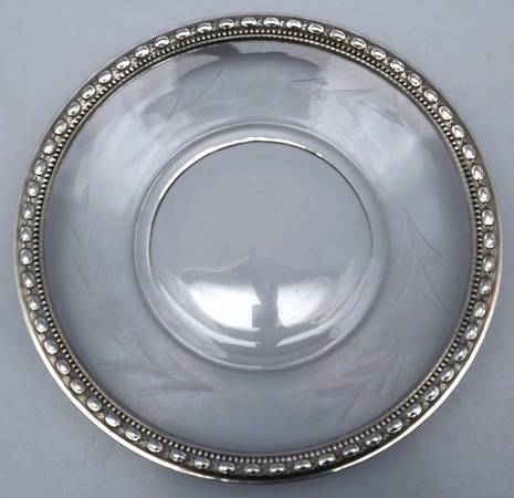 6a (Sterling, Hollowware) Crystal Lemon Dish with Sterling Rim