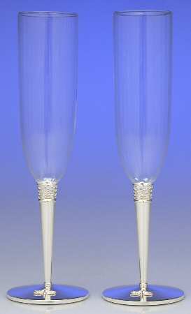 June Lane (Silverplate, Hollowware) Pair of Champagne Flute Glasses