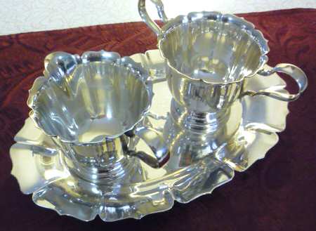 Early Dublin (Silverplate, Hollowware) Plated Individual Creamer, Sugar and Tray
