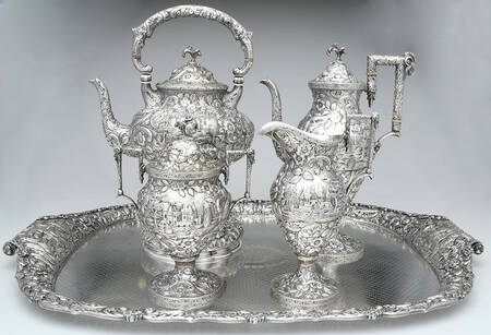 Landscape (Sterling, Hollowware) 5 Piece Tea Set (SCP, SCR, SSU, SKES, WTL)