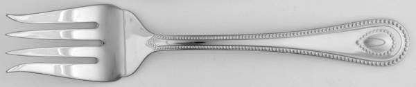 French Perle (Stainless) Large Solid Cold Meat Serving Fork by Lenox