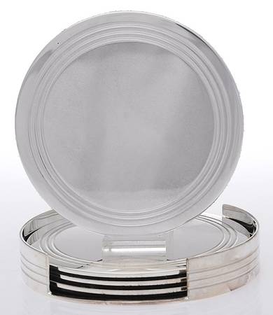 Montgomery (Silverplate, Hollowware) Coaster - Set of 4 with Holder